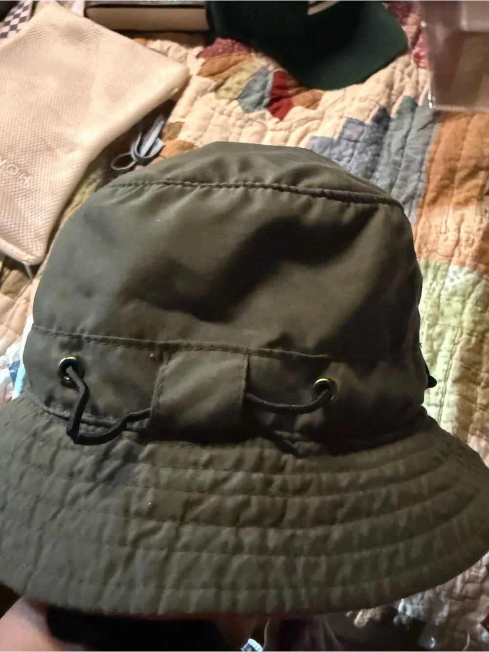 Mossimo Olive Green Bucket Hat with Logo Patch for kids one size